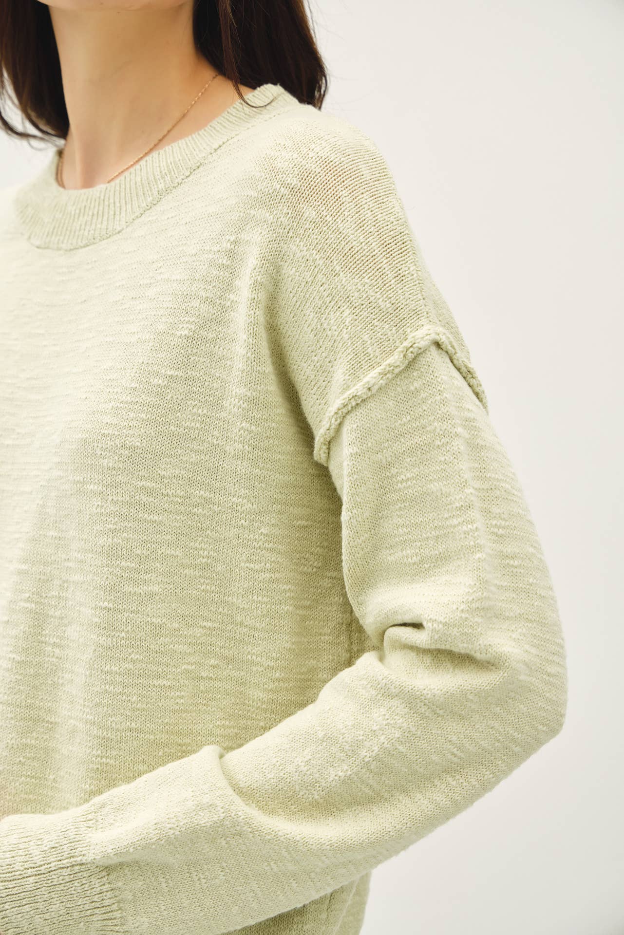 Relaxed Fit Cotton Slub Sweater: DUSTY ROSE