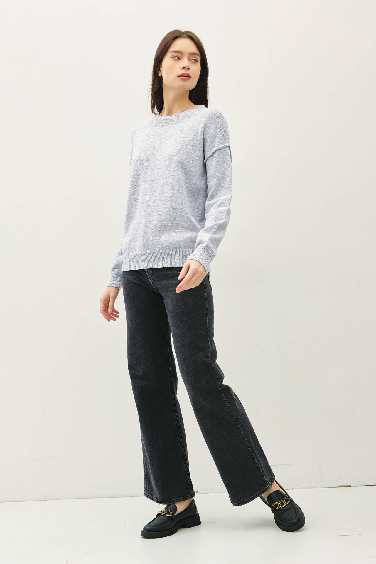 Relaxed Fit Cotton Slub Sweater: DUSTY ROSE