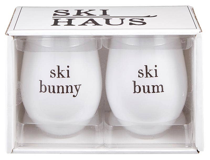 Ski Bunny/Ski Bum Wine Glasses- Set of 2
