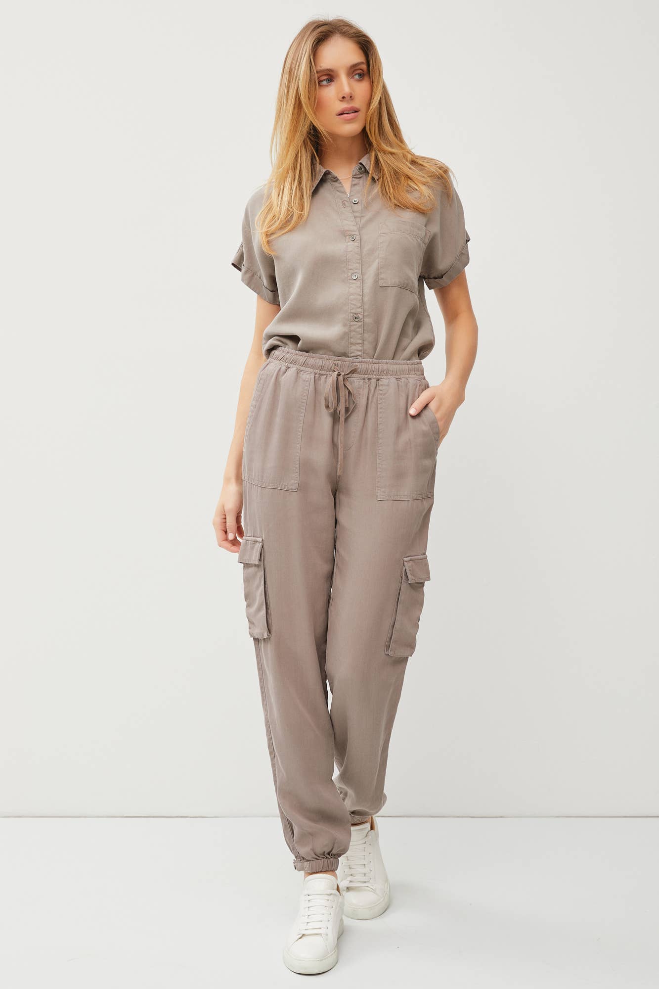 Cargo Tencel Joggers: EARTH GREY