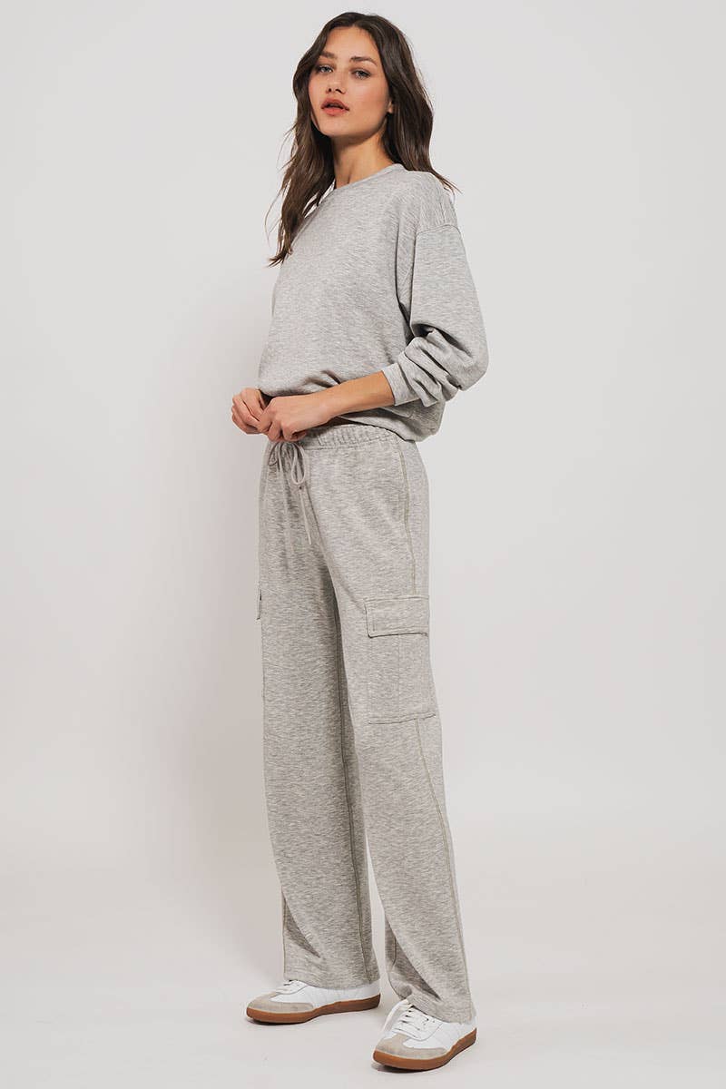 Relaxed Fit Cargo Sweatpants: CHALK