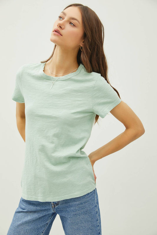 Garment Dyed Slub Tee: SEAFOAM