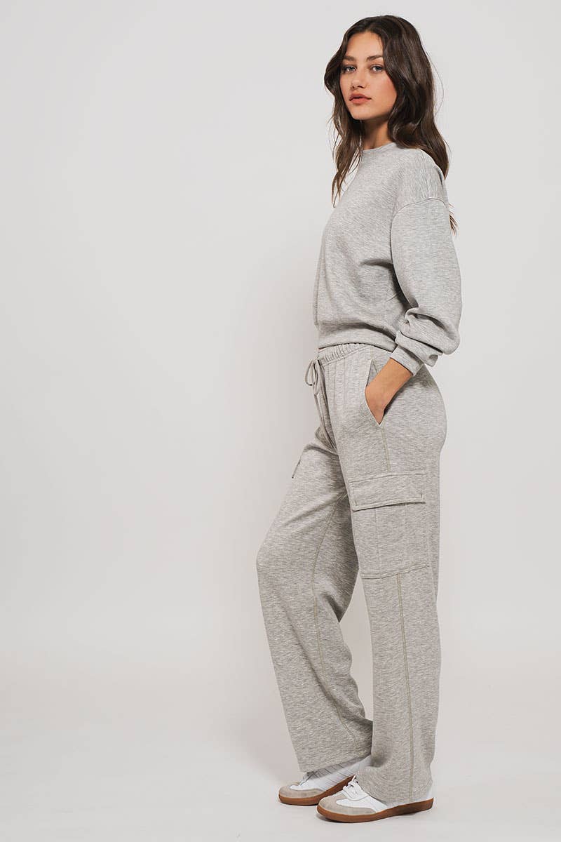 Relaxed Fit Cargo Sweatpants: CHALK