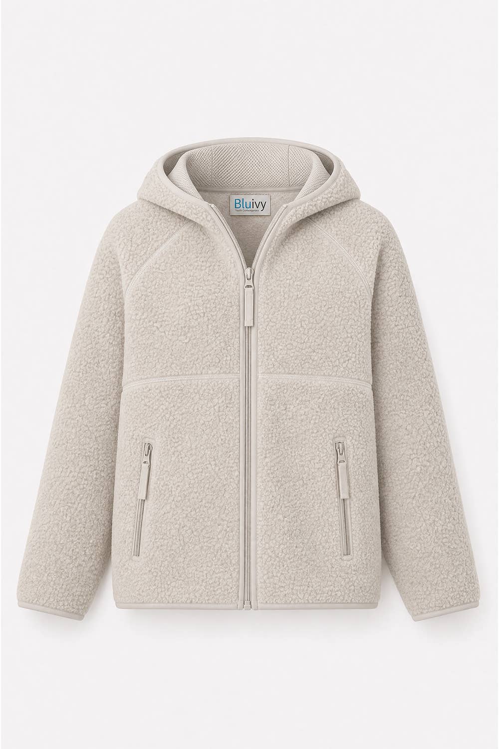 Bluivy - SOFT SHERPA FLEECE ZIPPER FRONT HOODIE JACKET: WINE / M