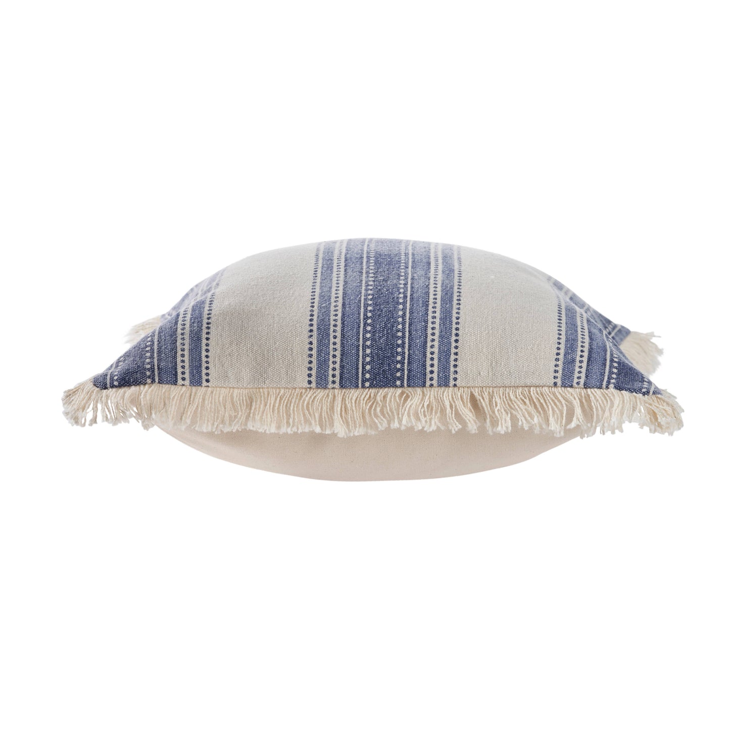 Coastal Striped Blue and Cream Throw Pillow: Navy/Blue/Ivory / Poly Filled