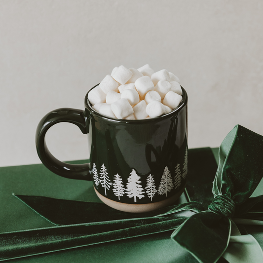Mug: Pine Trees Stoneware Coffee Mug