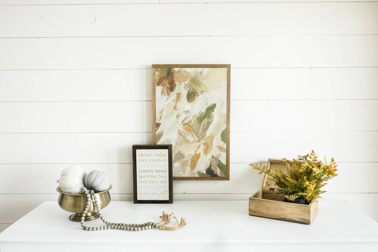 We Love You Fall | Wall Art: Light Brown Frame / 8 inches x 12 inches