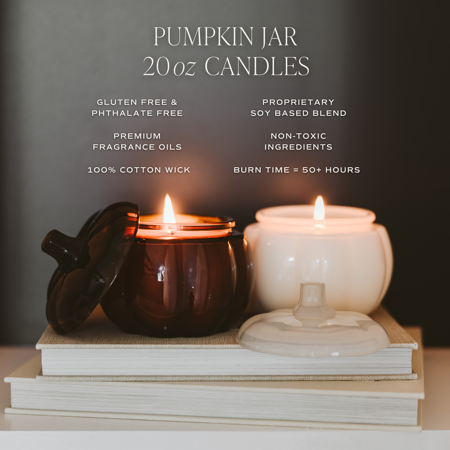 Candle: Warm and Cozy Soy Candle - 20oz Pumpkin Jar