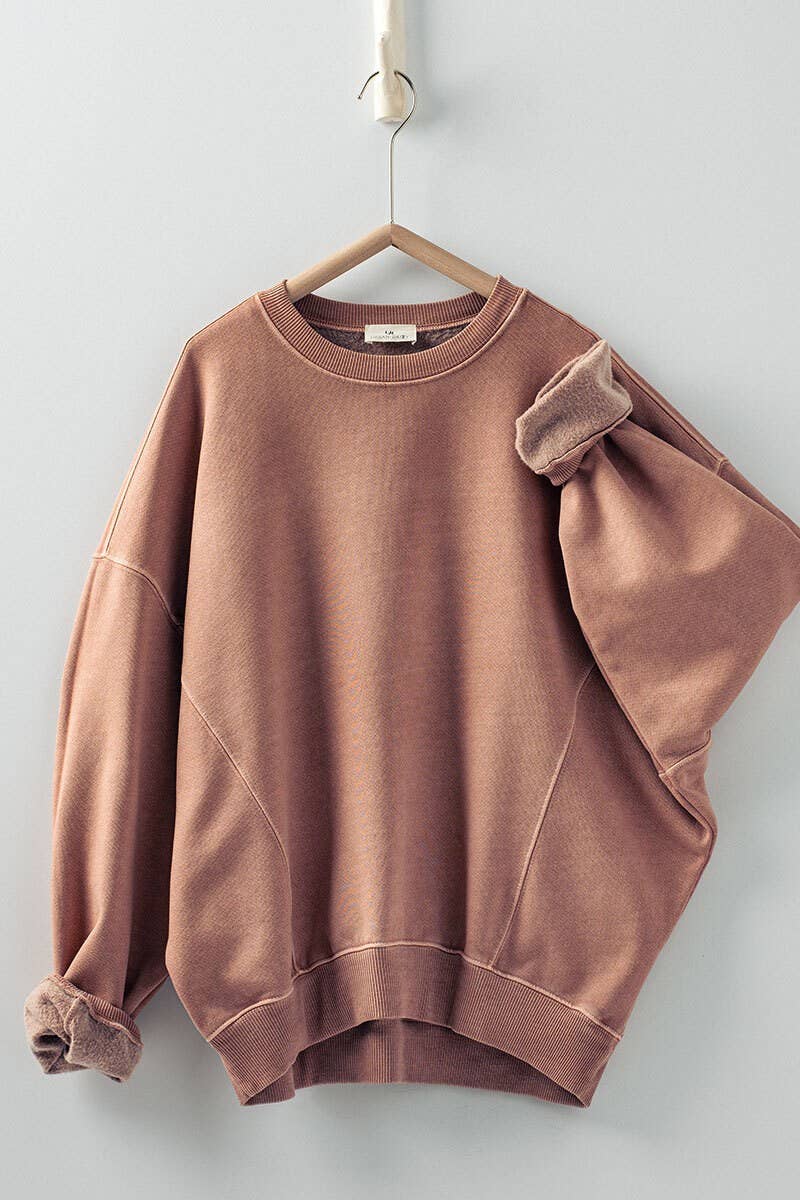 Crew Neck Comfort Washed Organic Cotton Spring Sweatshirt: CHALK