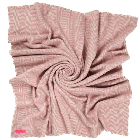 Southampton Home Washable Wool Herringbone Throw ~ Rose ~