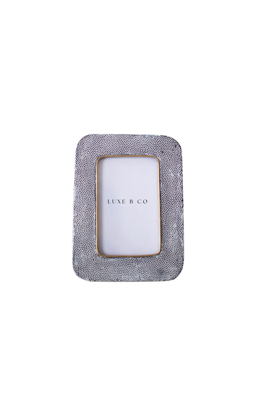 Brass & Leather Grey Photo Frame