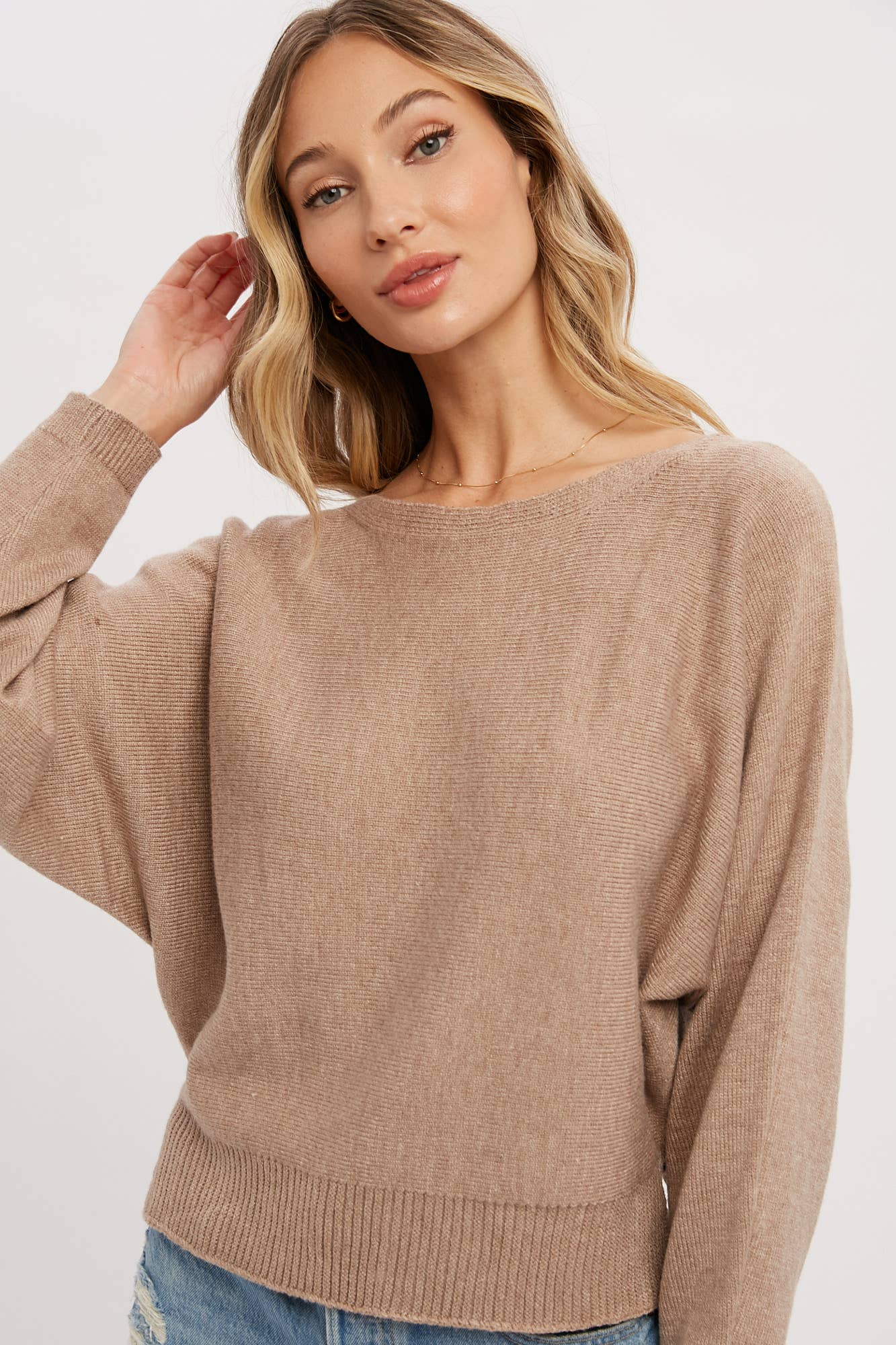 40% OFF- Boatneck Dolman Pullover: BURGUNDY