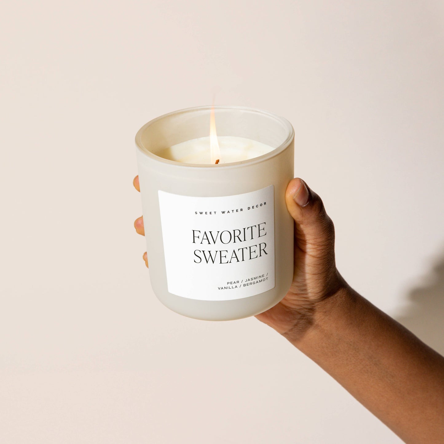 Candle: Favorite Sweater 15 oz Soy Candle, Matte Jar