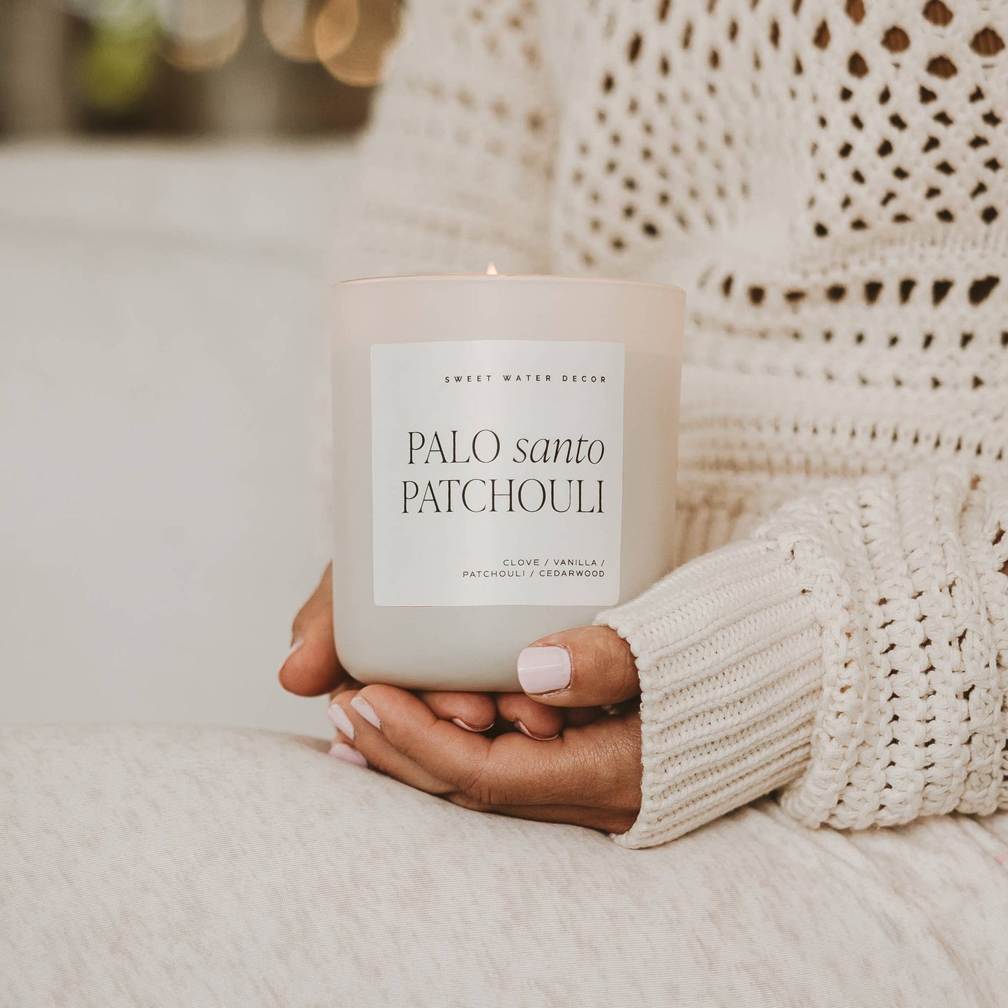 Candle: Palo Santo Patchouli 15 oz Soy Candle, Matte Jar-