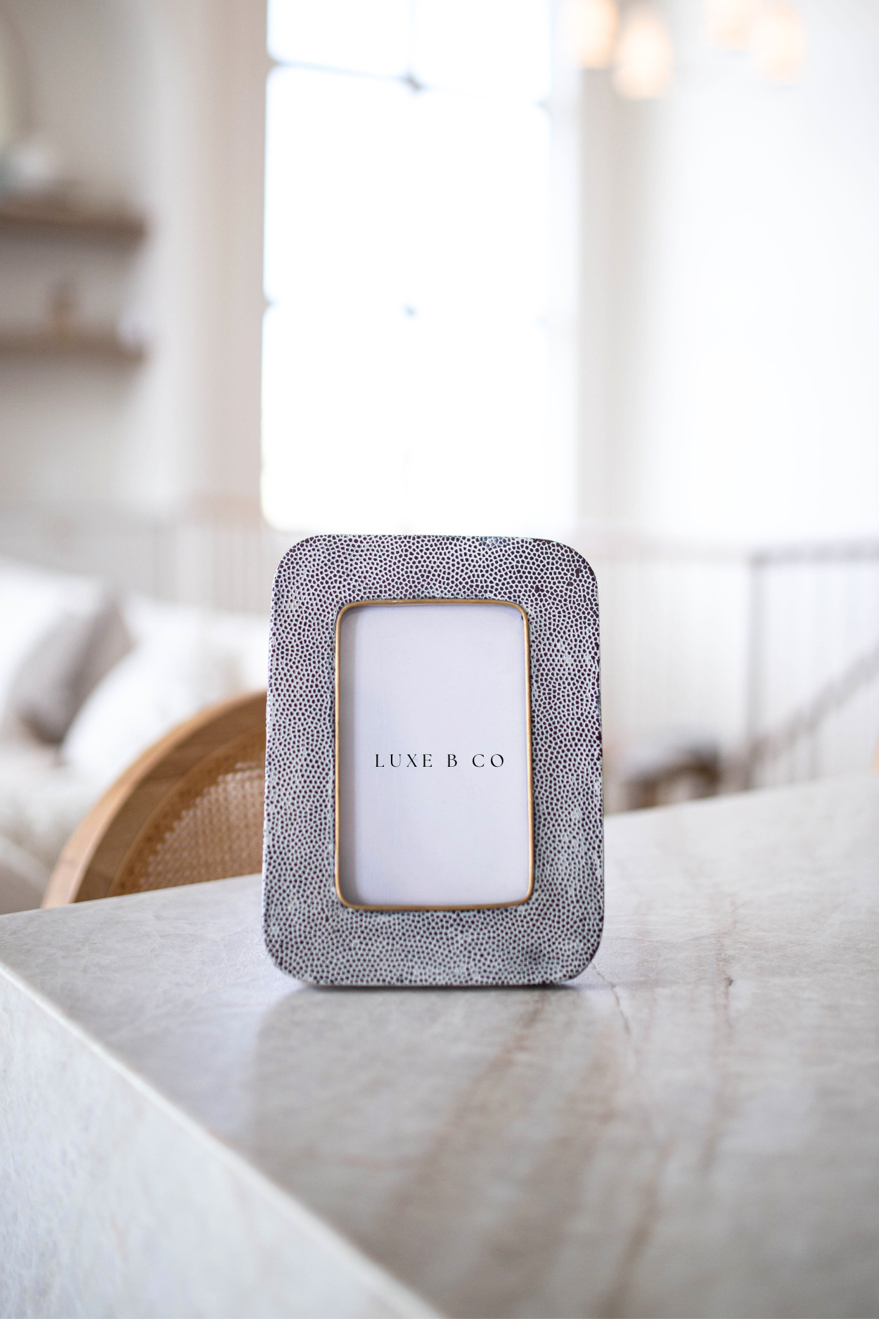 Brass & Leather Grey Photo Frame