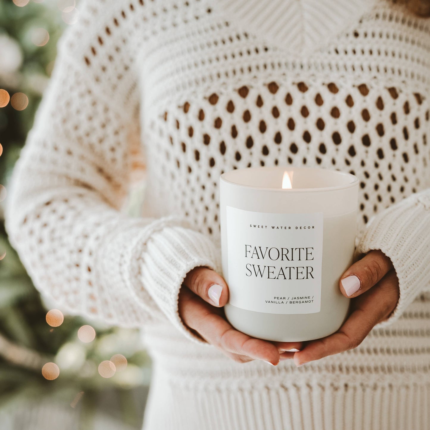 Candle: Favorite Sweater 15 oz Soy Candle, Matte Jar