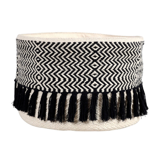 Black Pattern Weave Basket Tassels: 12"