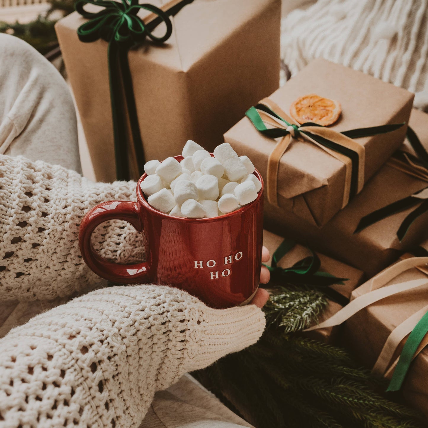 Mug: Ho Ho Ho Red Stoneware Coffee Mug