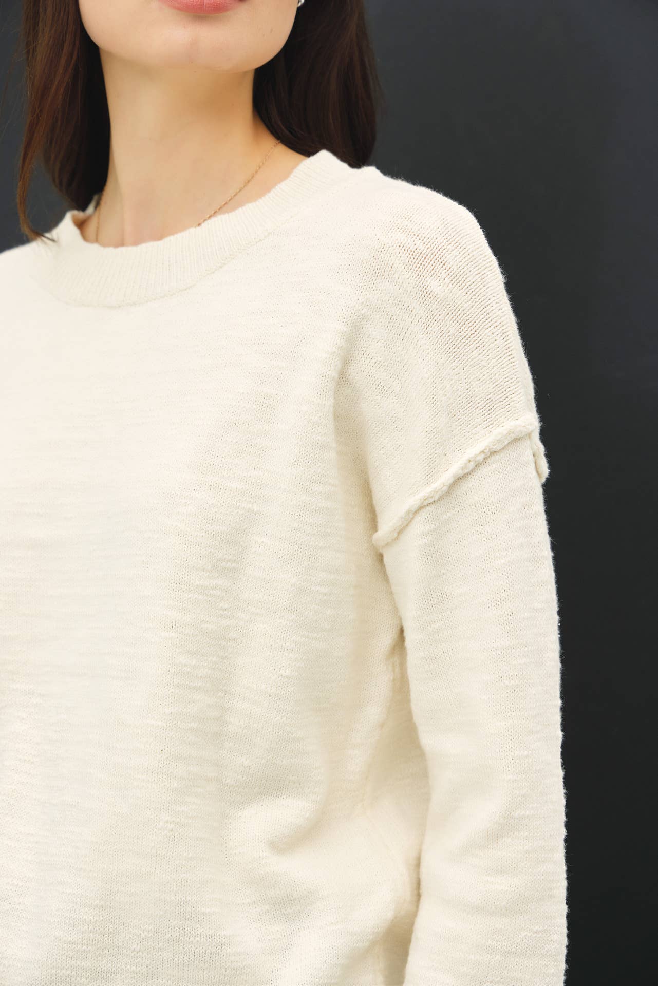 Relaxed Fit Cotton Slub Sweater: DUSTY ROSE