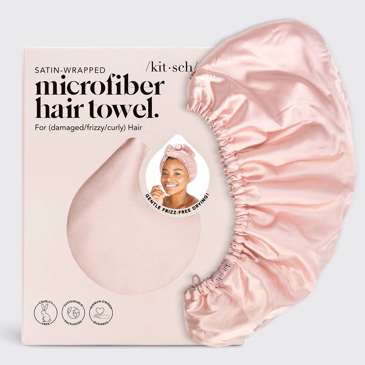 Satin-Wrapped Hair Towel - BLUSH