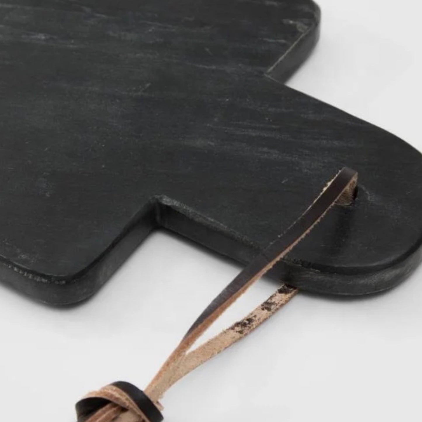 Black Marble Serving Board with Leather Strap