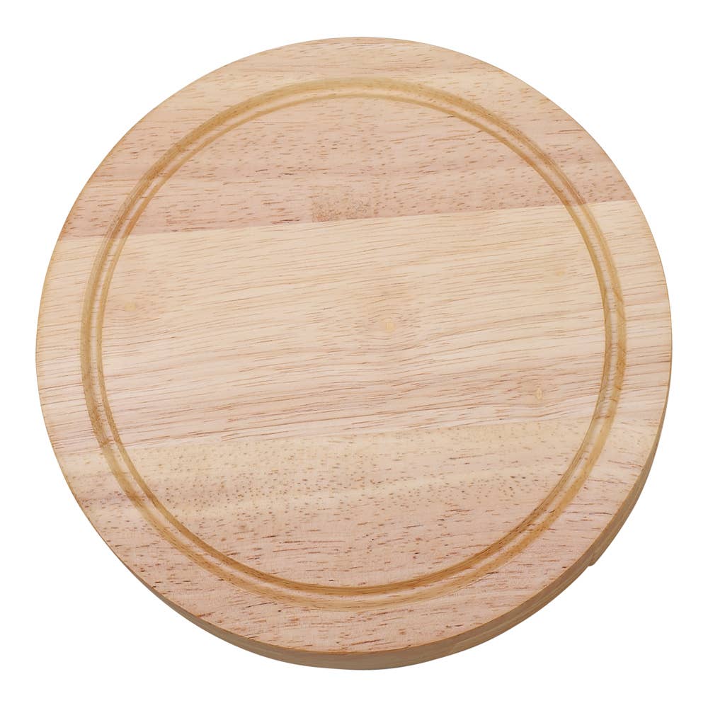 Round Wd Cheeseboard with 4 Handled Utensil