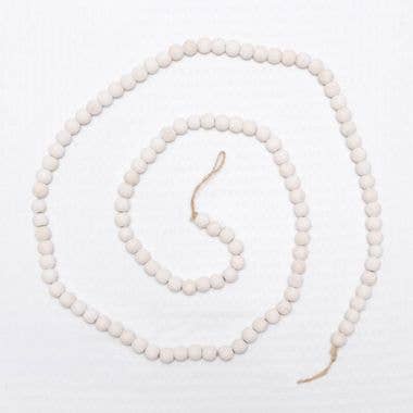Wood Bead Garland- White 60"