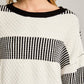 Long Sleeve Crew Neck Striped Pattern Sweater: Black-white Stripe