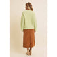 Fluffy Brushed Long-sleeved Round Neck Sweate: SAGE