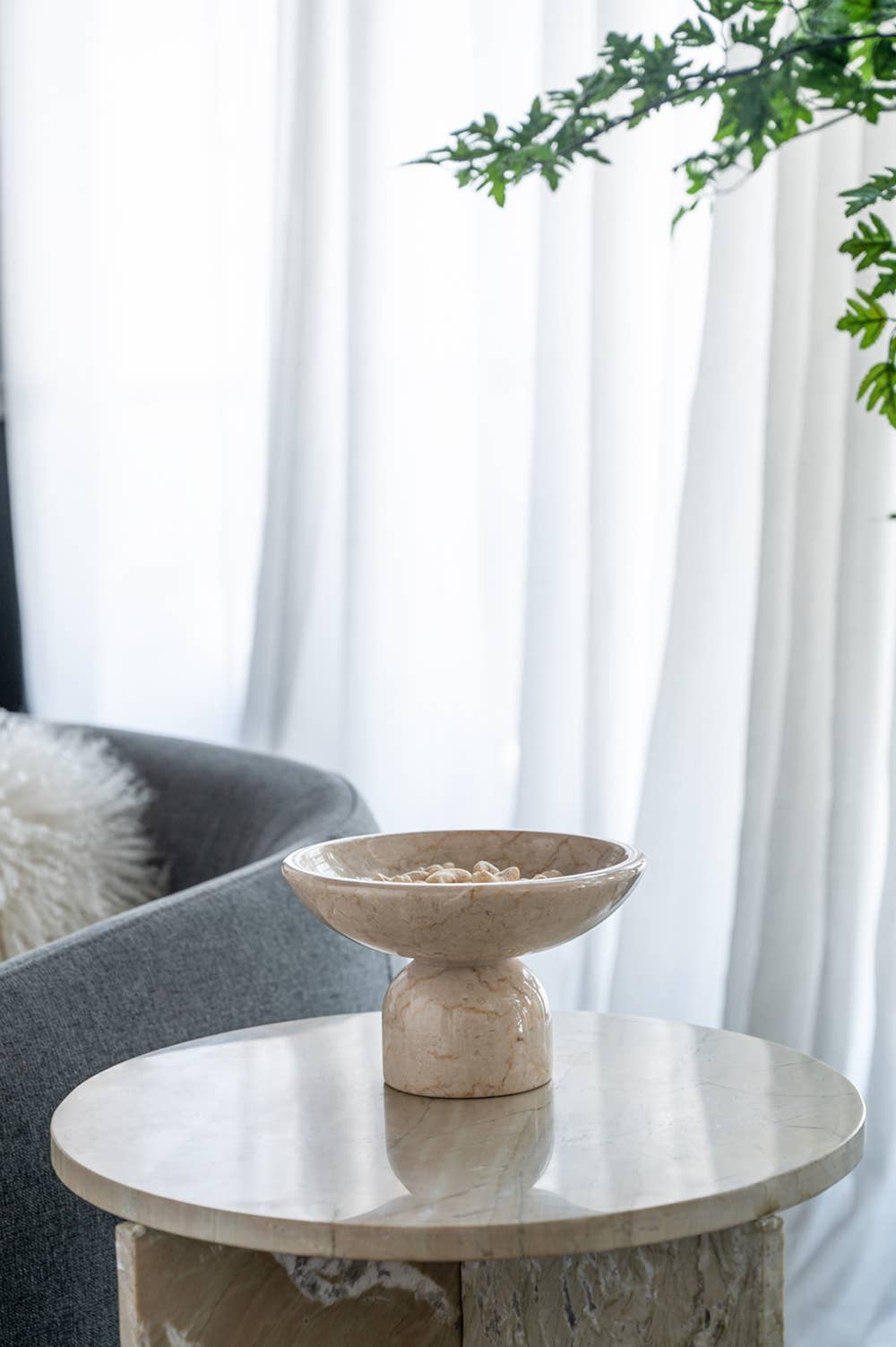 Marble Elegance Pedestal Bowl:  7x7x4"