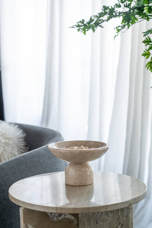 Marble Elegance Pedestal Bowl:  7x7x4"