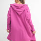 Open Front Longline Hoodie Cardigan: NEW ORCHID