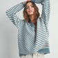 Frenchy Checker Pattern Drop Shoulder Sweater: IVORY / BLUE