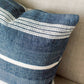 Creative Women - 18" Aden Cotton Throw Pillow Cover: Natural with Navy