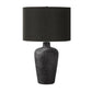 Black Ceramic Round Table Lamp With Black Drum Shade- 24"