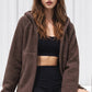 Bluivy - SOFT SHERPA FLEECE ZIPPER FRONT HOODIE JACKET: WINE / M