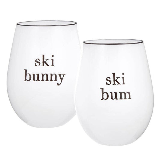 Ski Bunny/Ski Bum Wine Glasses- Set of 2