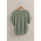 Open-Knit Dolman Sleeve Top: BLACK