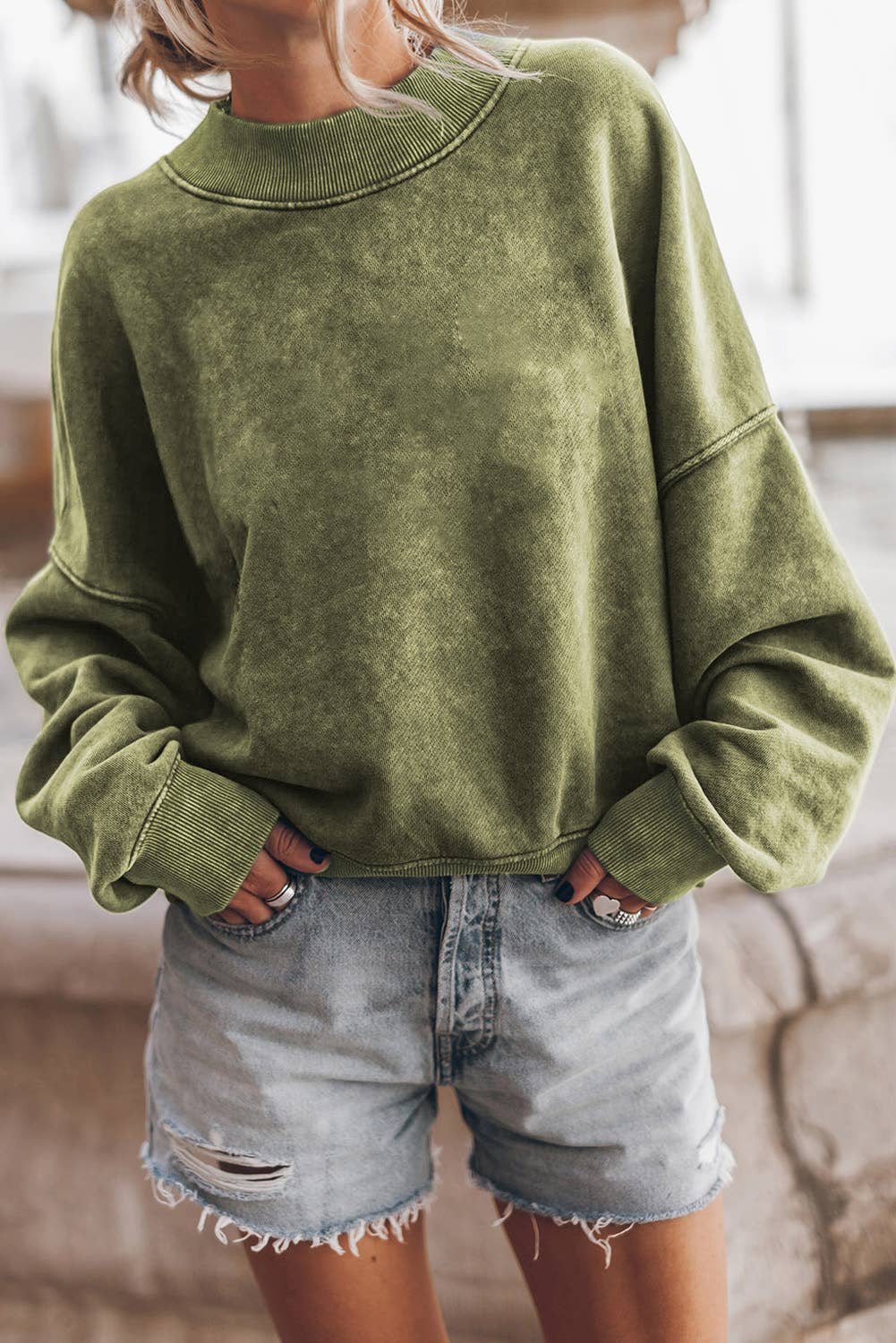 Lovesoft - Customized Drop Shoulder Crew Neck Pullover Sweatshirt: Orange / 75%Polyester+25%Cotton / L