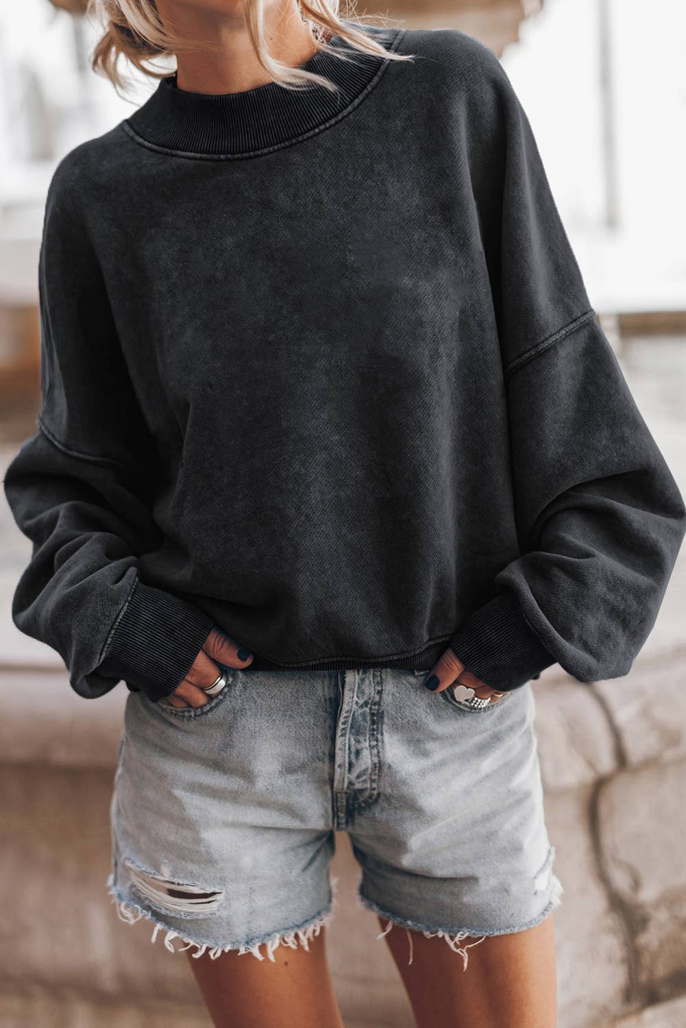 Lovesoft - Customized Drop Shoulder Crew Neck Pullover Sweatshirt: Orange / 75%Polyester+25%Cotton / S