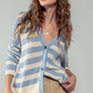 Cozy and Free Striped Cardigan: TAUPE/BLACK