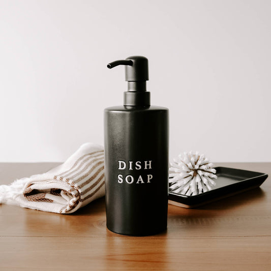 Black Stoneware Dish Soap Dispenser- 15 oz