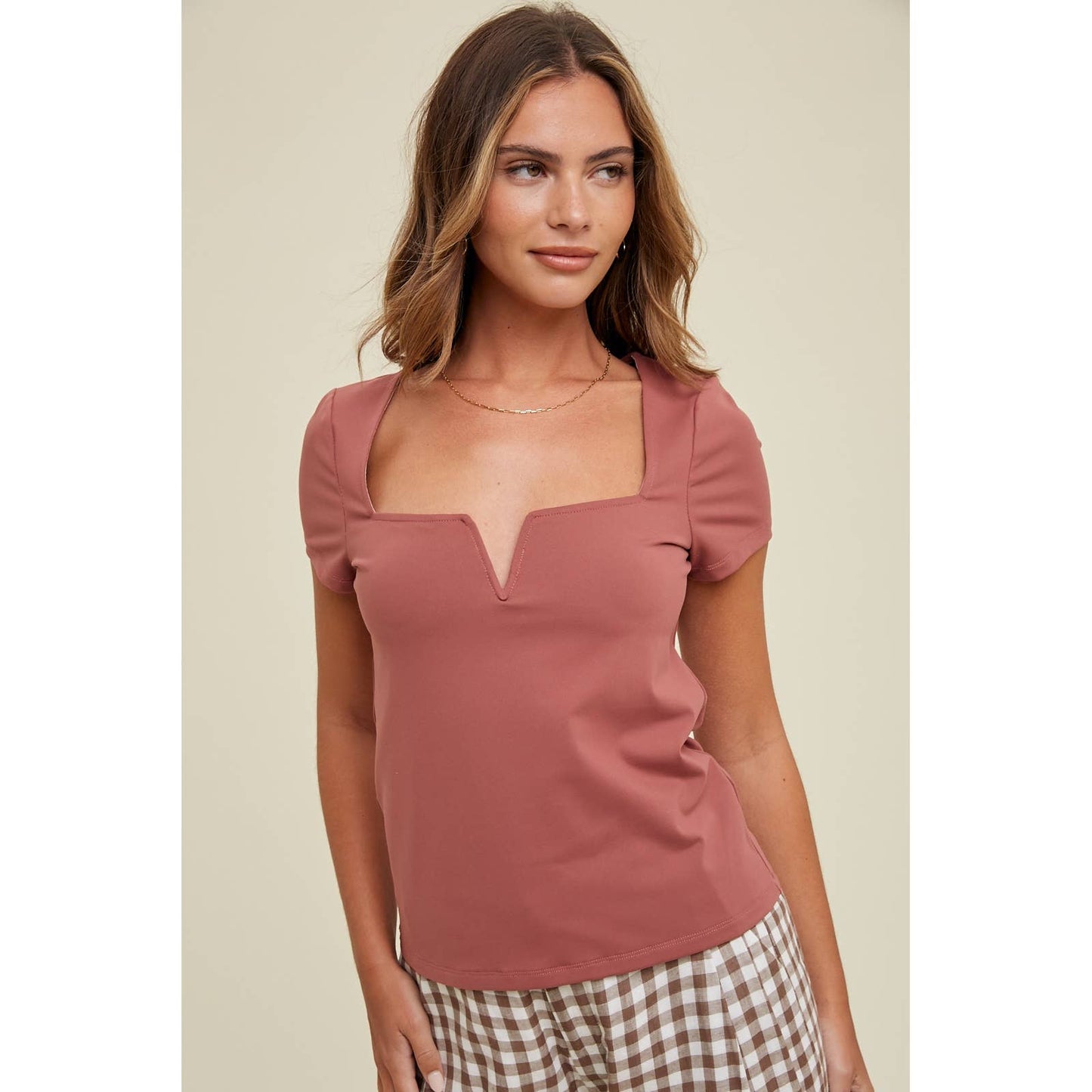 Smoothing Nylon-Spandex Knit Top: PISTACHIO