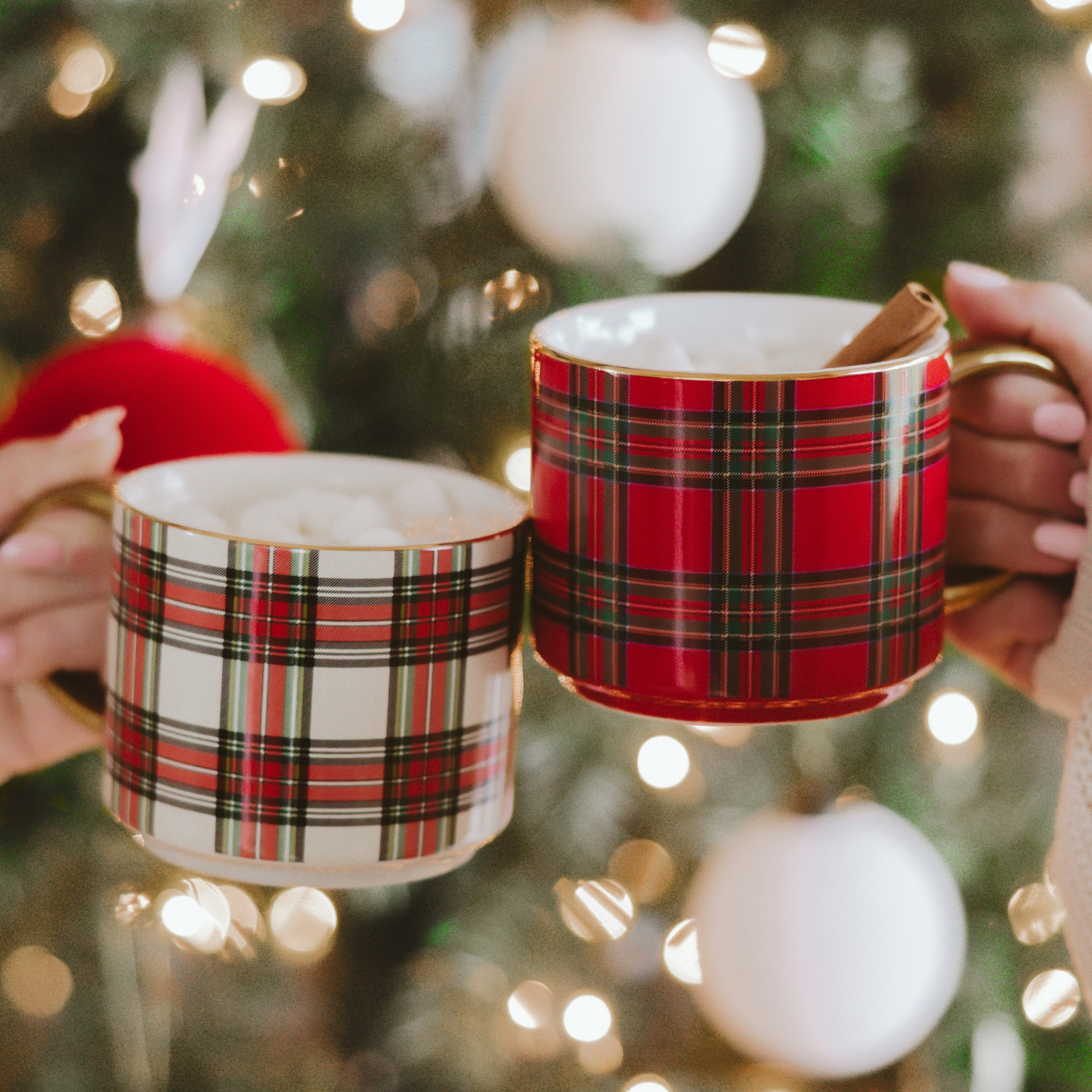 Mug: White Plaid Coffee Mug
