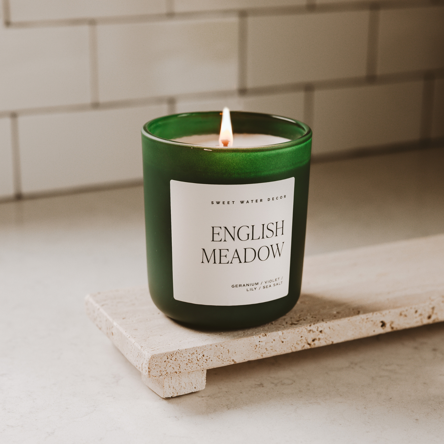Candle: English Meadow 15 oz Soy Candle, Matte Jar