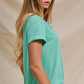 Urban Daizy - Rolled Sleeve V-Neck Pocket Tee: IVORY / S-2/M-2/L-2