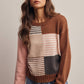 Forte - Colorblock Mixed Stripe Knit Sweater FSW0099: Blue Multi / Contemporary / S