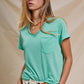 Urban Daizy - Rolled Sleeve V-Neck Pocket Tee: IVORY / S-2/M-2/L-2