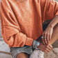 Lovesoft - Customized Drop Shoulder Crew Neck Pullover Sweatshirt: Orange / 75%Polyester+25%Cotton / M
