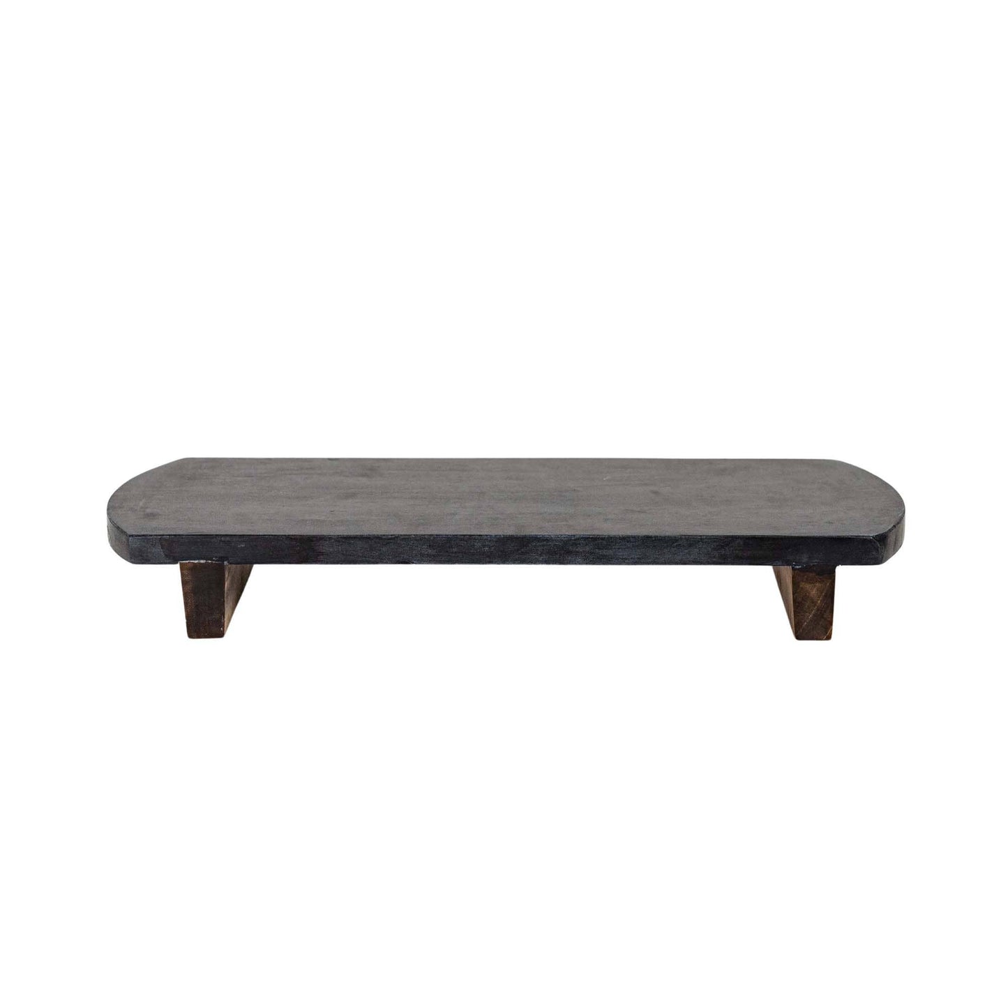 Louisa Footed Charcuterie Board Black Marble & Mango Wood